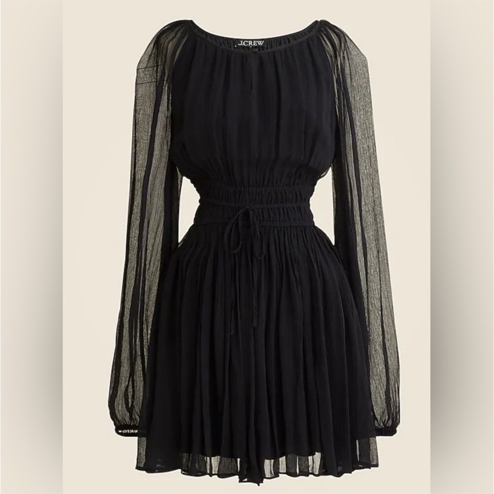 J. Crew Black Long Sleeved Crinkle Dress